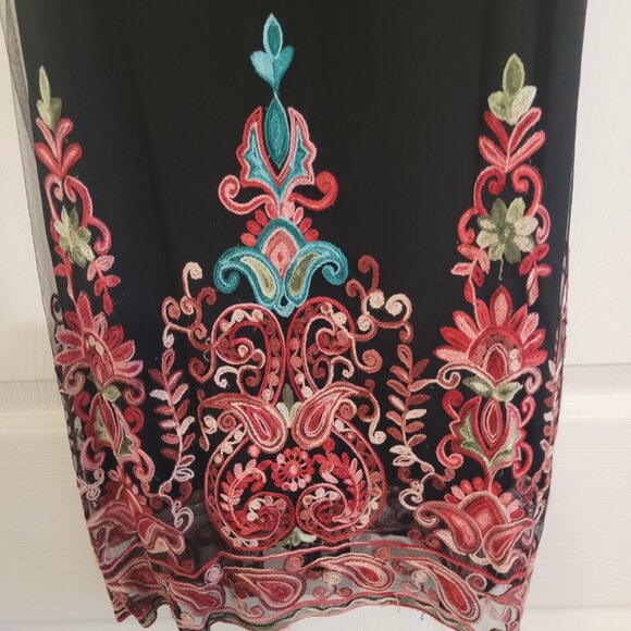 Embroidered Black Dress - Professional and Classy - High Neck - Sleeveless - Picture 2 of 4